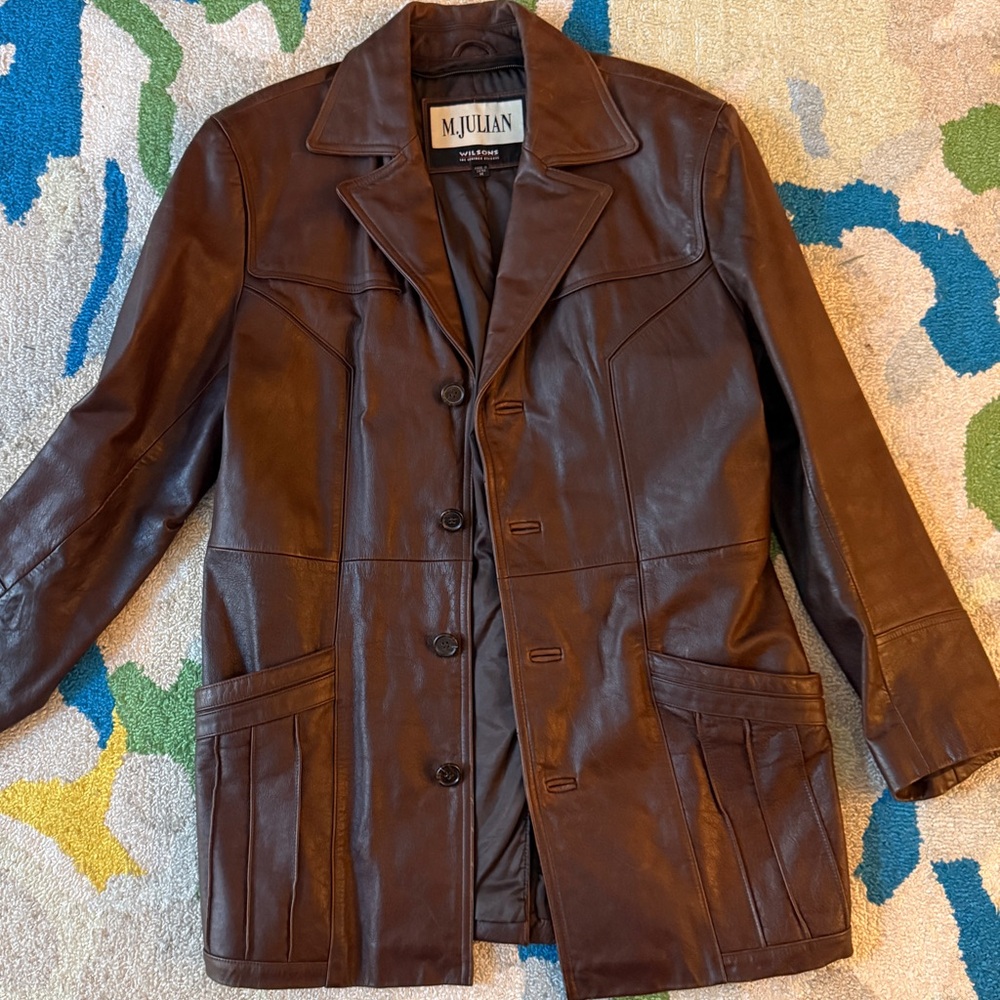 Vintage Brown 100% Leather Jacket - Size M